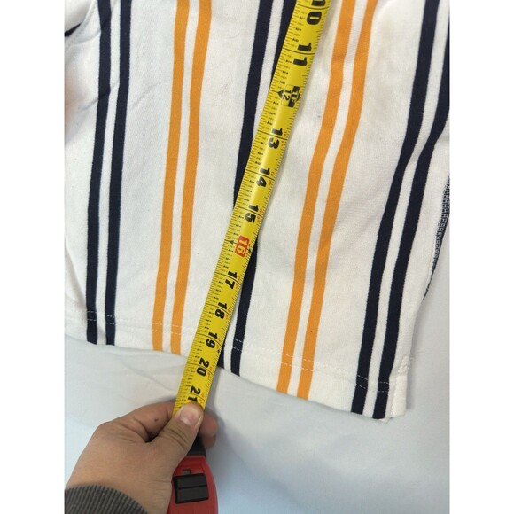 Free Planet Mens L Fleece Lined Striped Shorts Cotton Casual White Orange Black - Picture 5 of 9